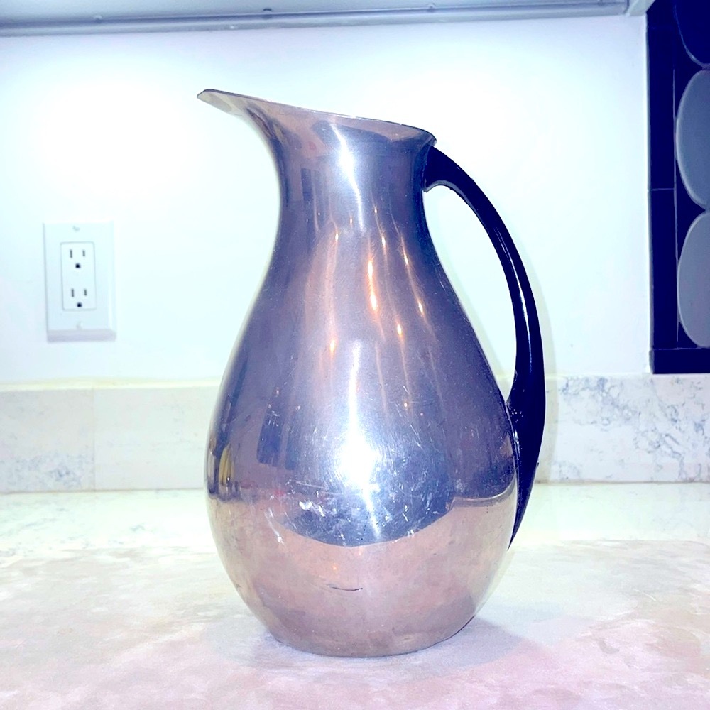 Vintage Handcrafted Aluminum Pitcher Large 2 Quart Capacity Made in Portugal EUC